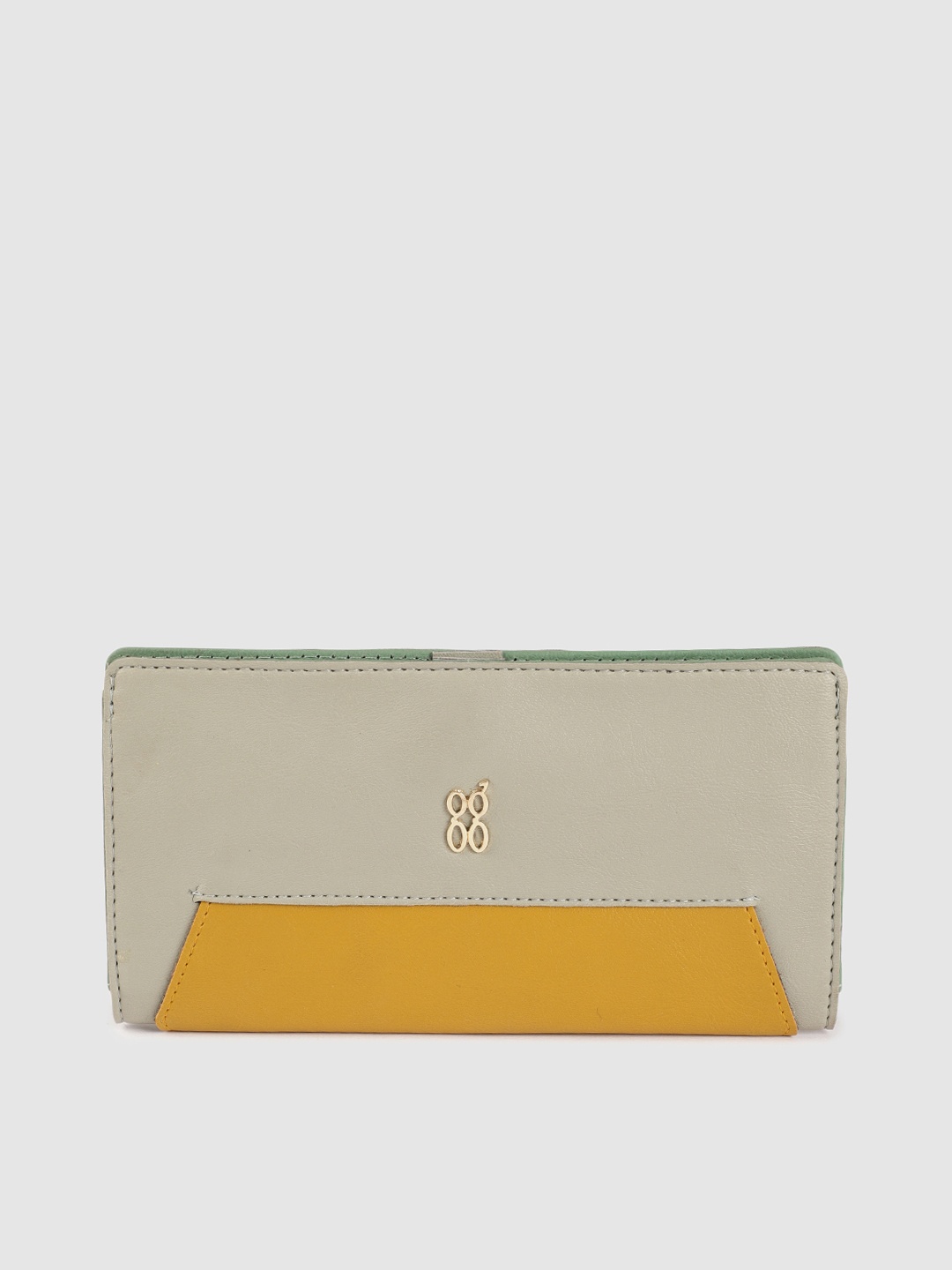 

Baggit Women Green & Yellow Colourblocked Two Fold Wallet