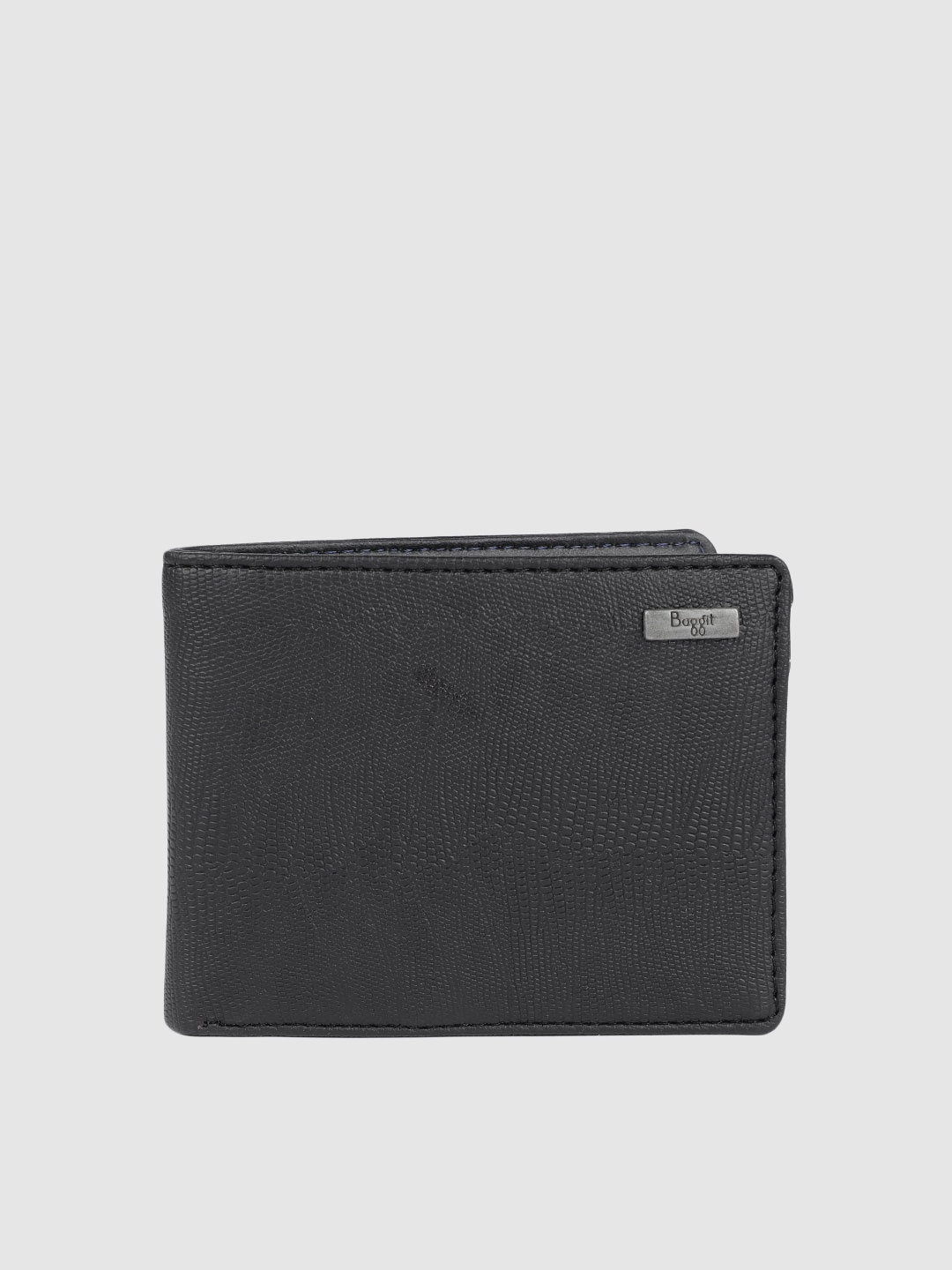 

Baggit Men Black Textured Two Fold Wallet