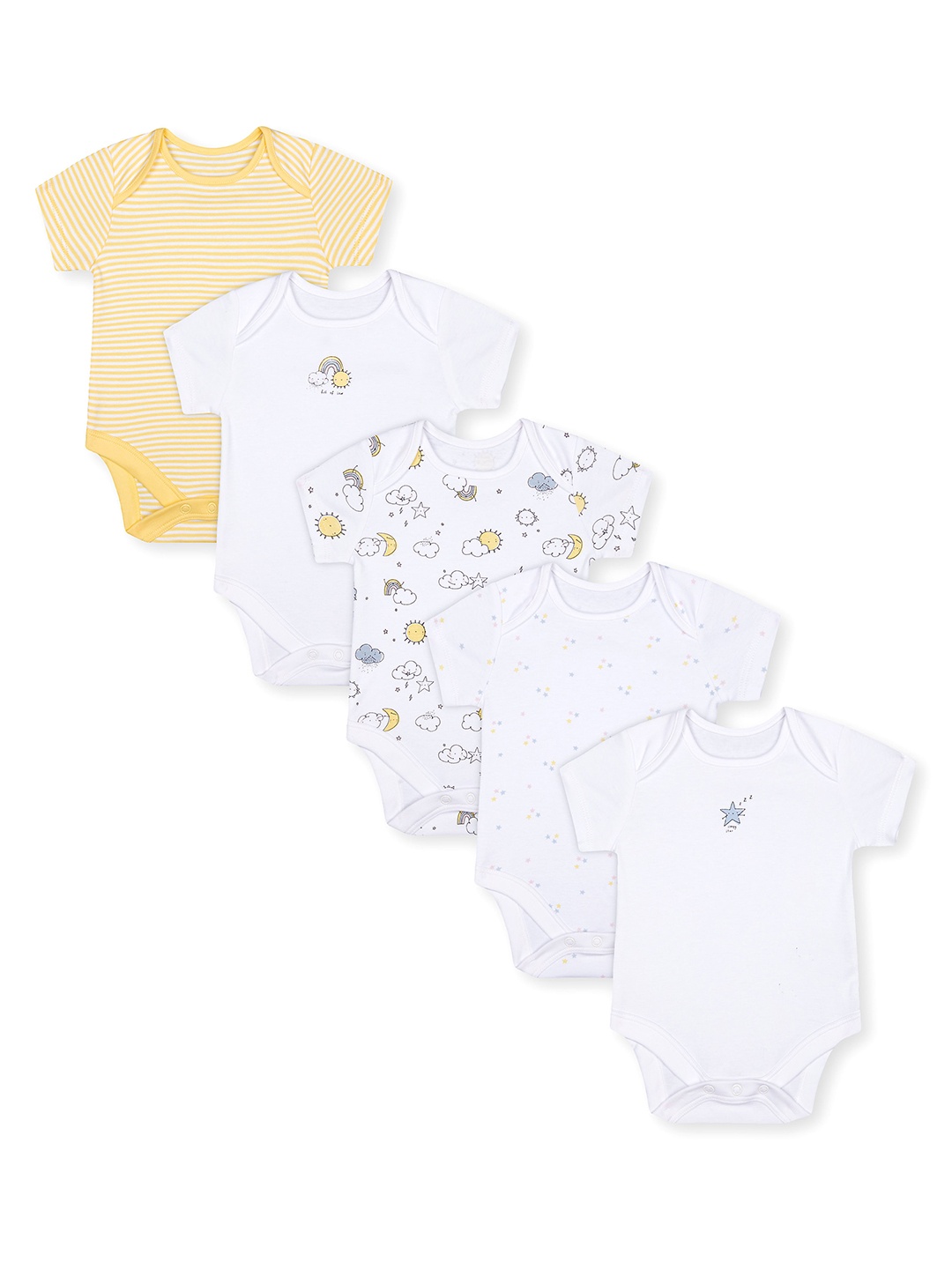 

mothercare Infants Pack Of 5 White Pure Cotton Bodysuits