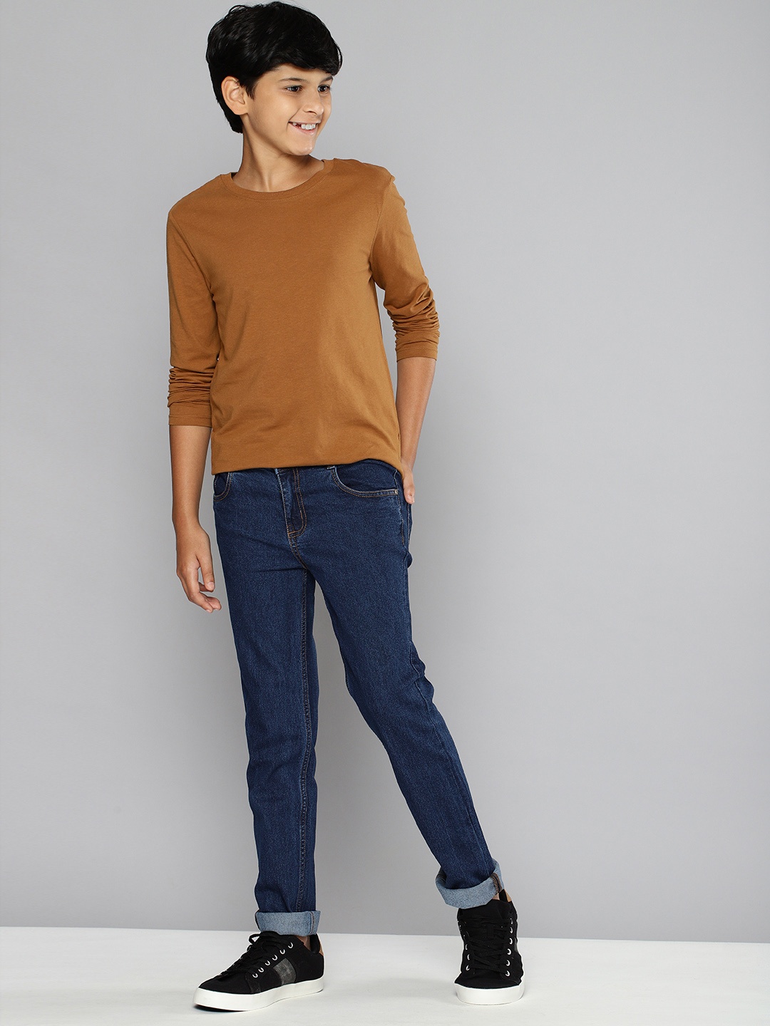 

YK Boys Navy Blue No Fade Clean Look Stretchable Jeans