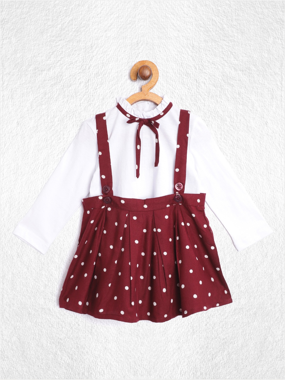 

YK Infant Girls White & Burgundy Top with Printed Skirt