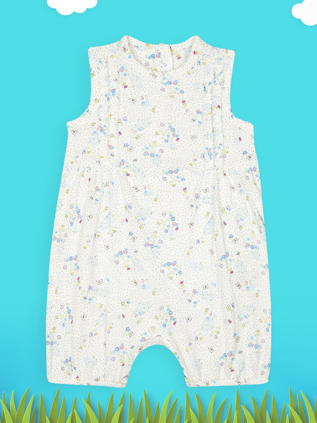 

mothercare Infant Girls White Floral Printed Pure Cotton Rompers