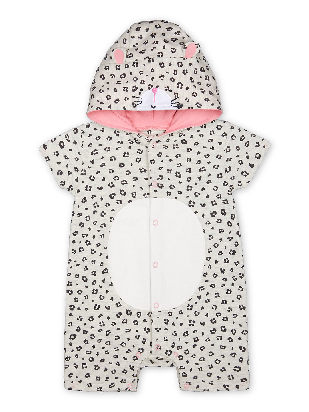 

mothercare Infant Girls Grey Melange & White Printed Pure Cotton Rompers