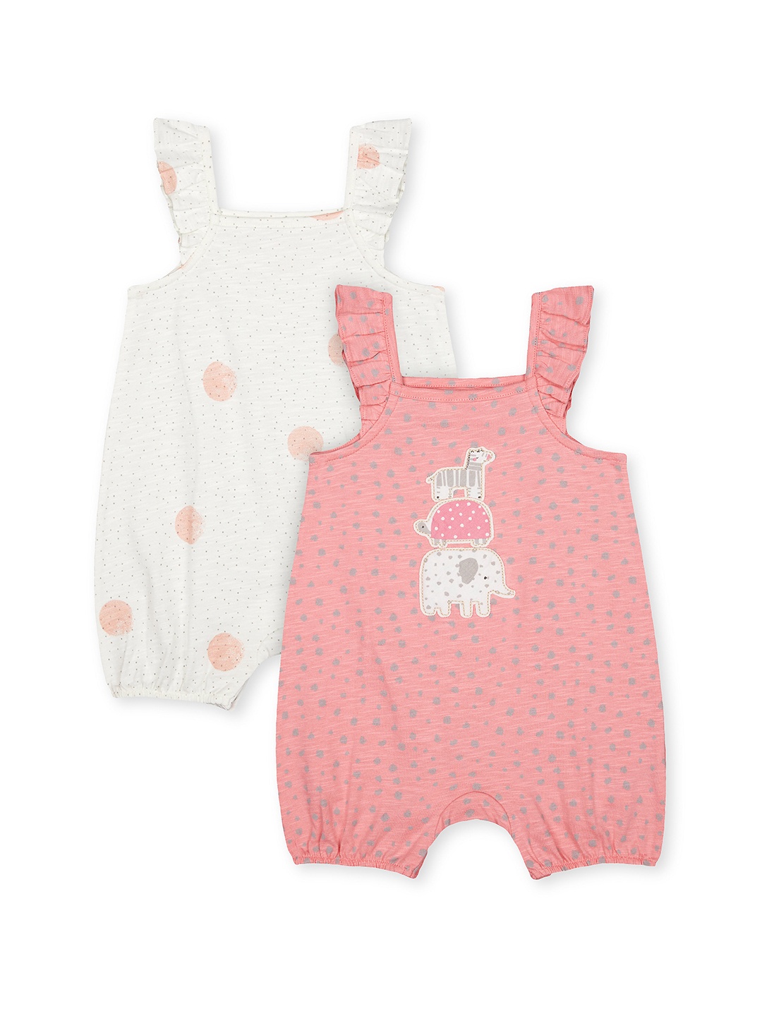 

mothercare Infant-Girls Pack Of 2 Rompers, Off white