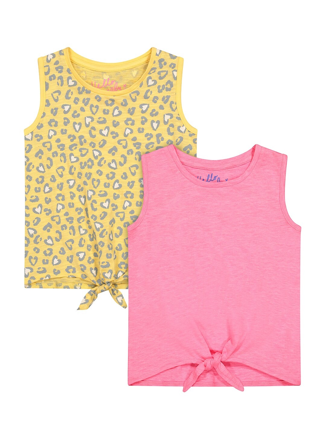 

Mothercare Pack Of 2 Front Knot Detail Tops, Yellow