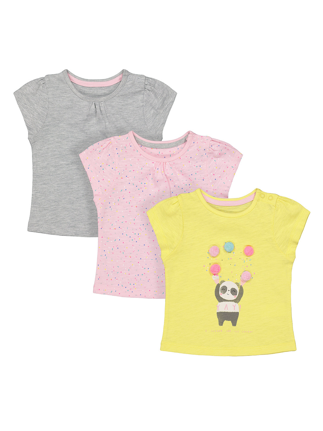 

mothercare Pack Of 3 Printed Regular Tops, Yellow