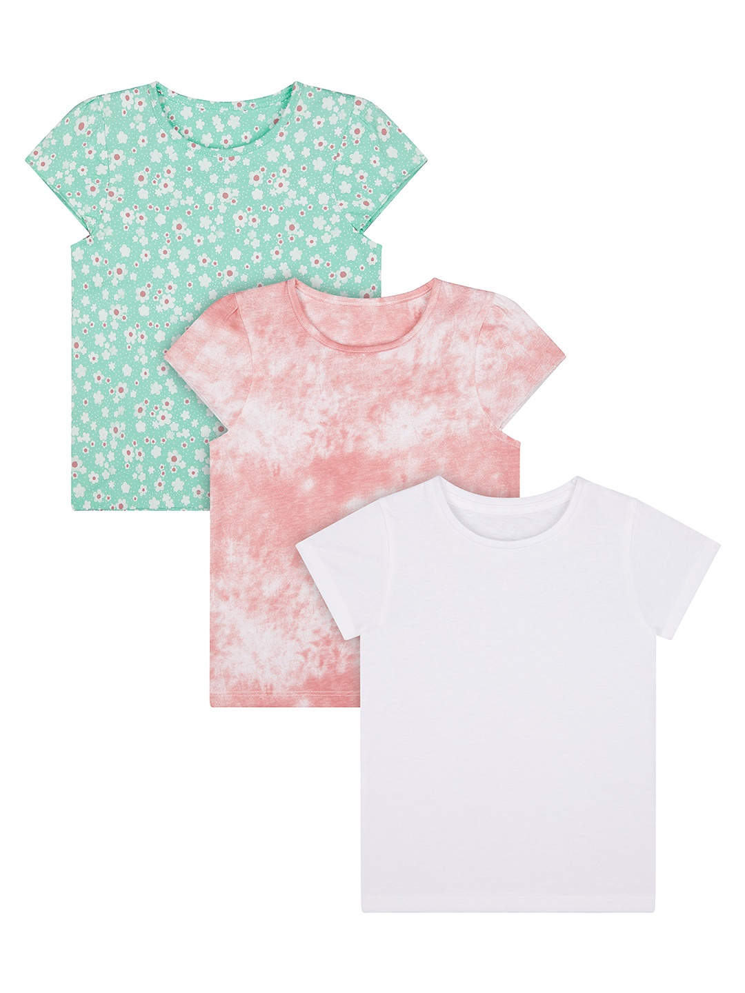 

mothercare Girls Pack of 3 Pure Cotton T-shirts, White