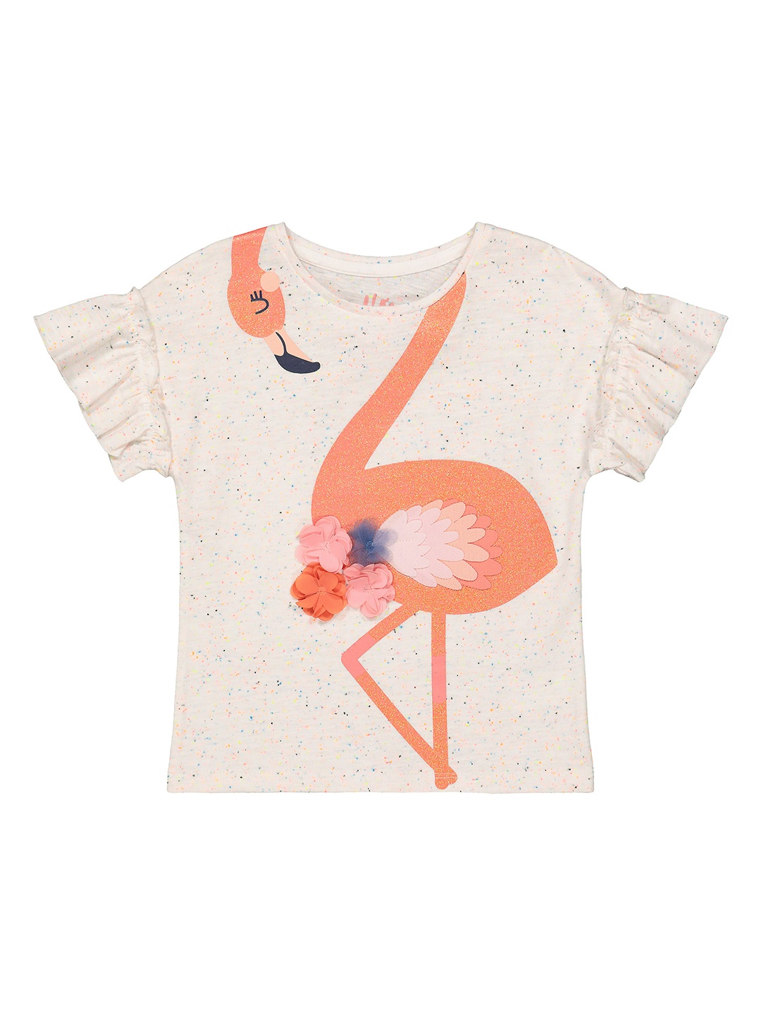 

mothercare Girls Beige & Orange Animal Printed Flared Sleeves Regular Top