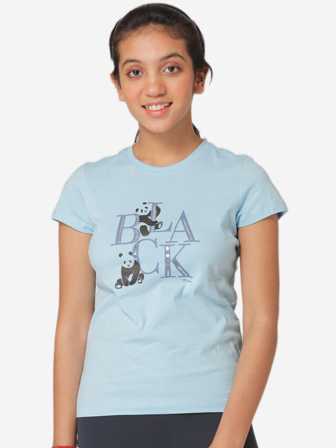 

Mode by Red Tape Girls Blue Printed Round Neck T-shirt