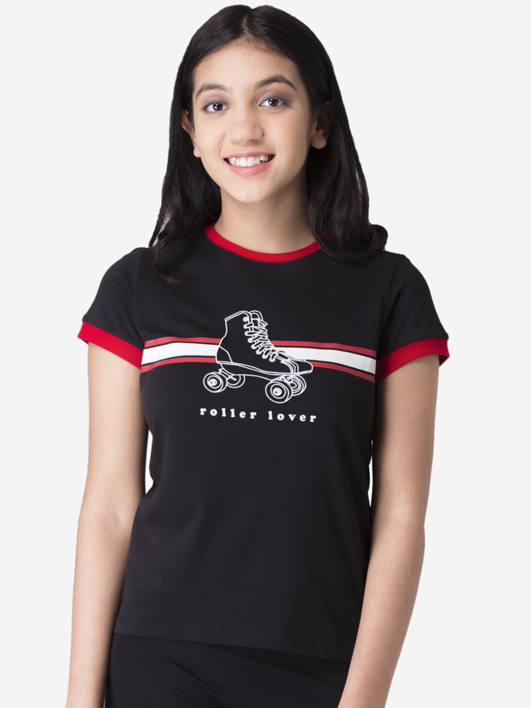 

Mode by Red Tape Girls Black Printed Round Neck T-shirt