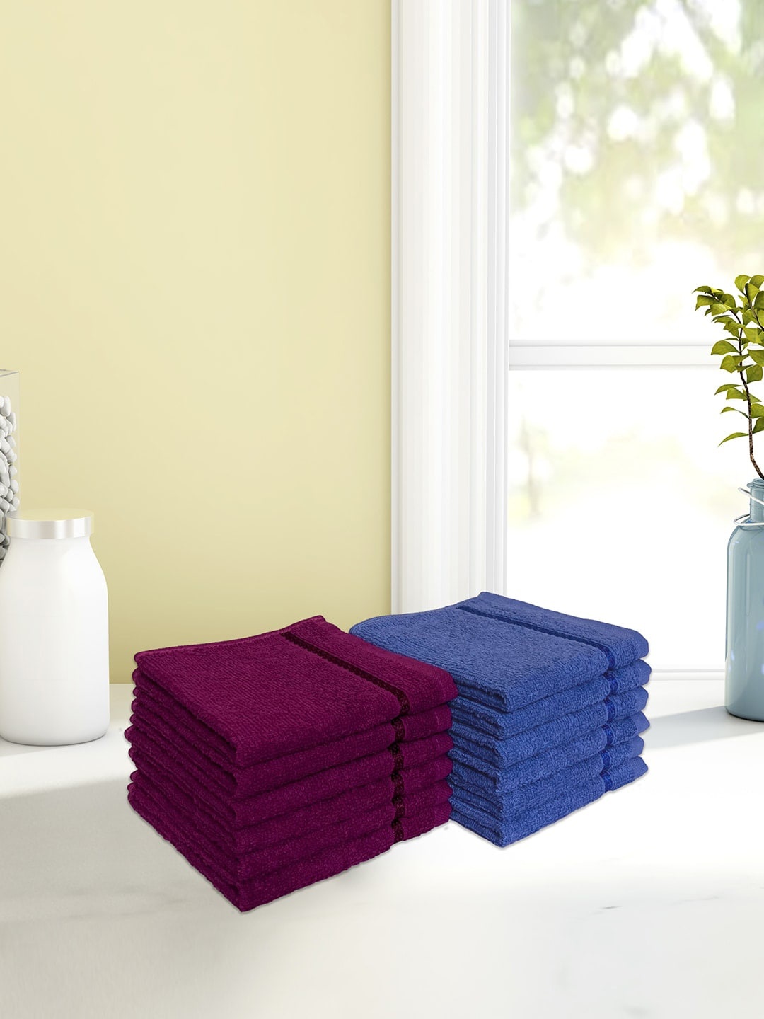 

CORE Designed by SPACES Set Of 12 Solid 380 GSM Face Towels, Blue