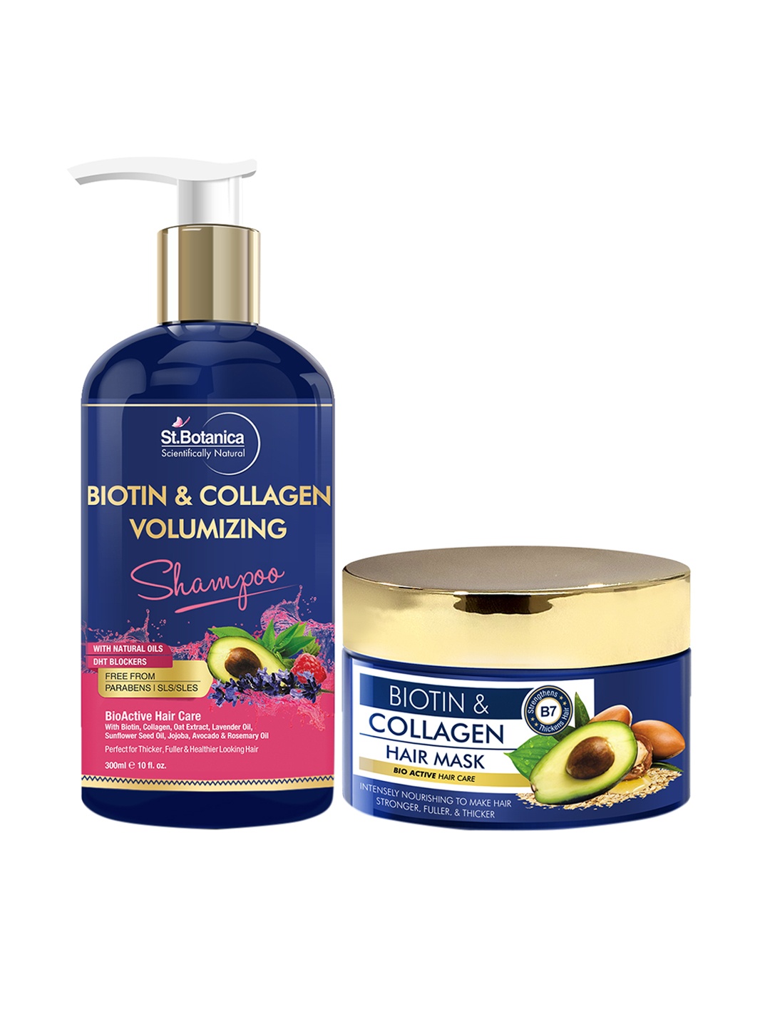 

St.Botanica Biotin & Collagen Shampoo + Hair Mask - 500 ml, Blue