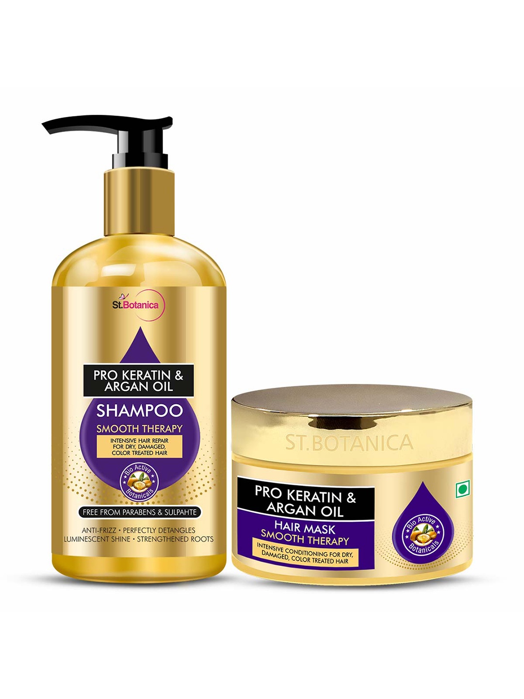 

St.Botanica Pro Keratin & Argan Oil Shampoo + Hair Mask - 500 ml, Gold