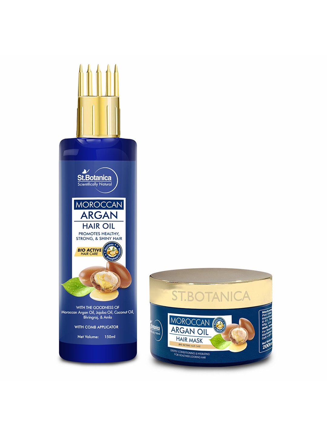 

StBotanica Unisex Moroccan Argan Hair Oil 150ml & Hair Mask 200ml, Blue