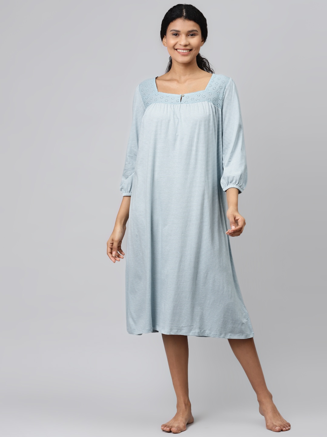 

Marks & Spencer Blue & White Striped Nightdress