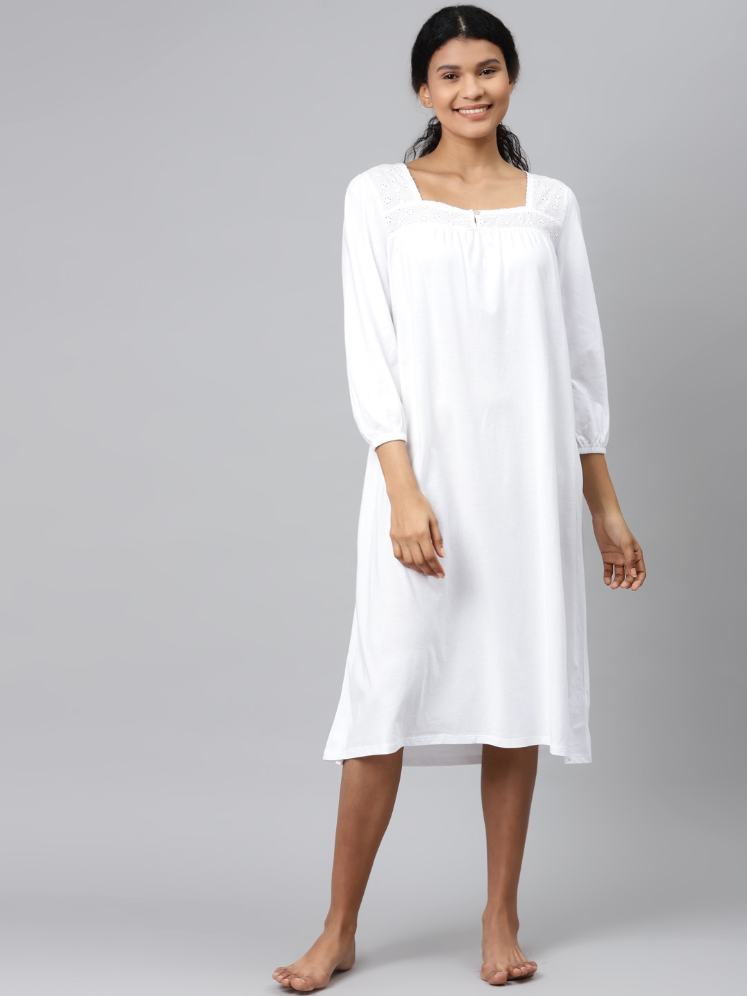 

Marks & Spencer White Solid Pure Cotton Nightdress