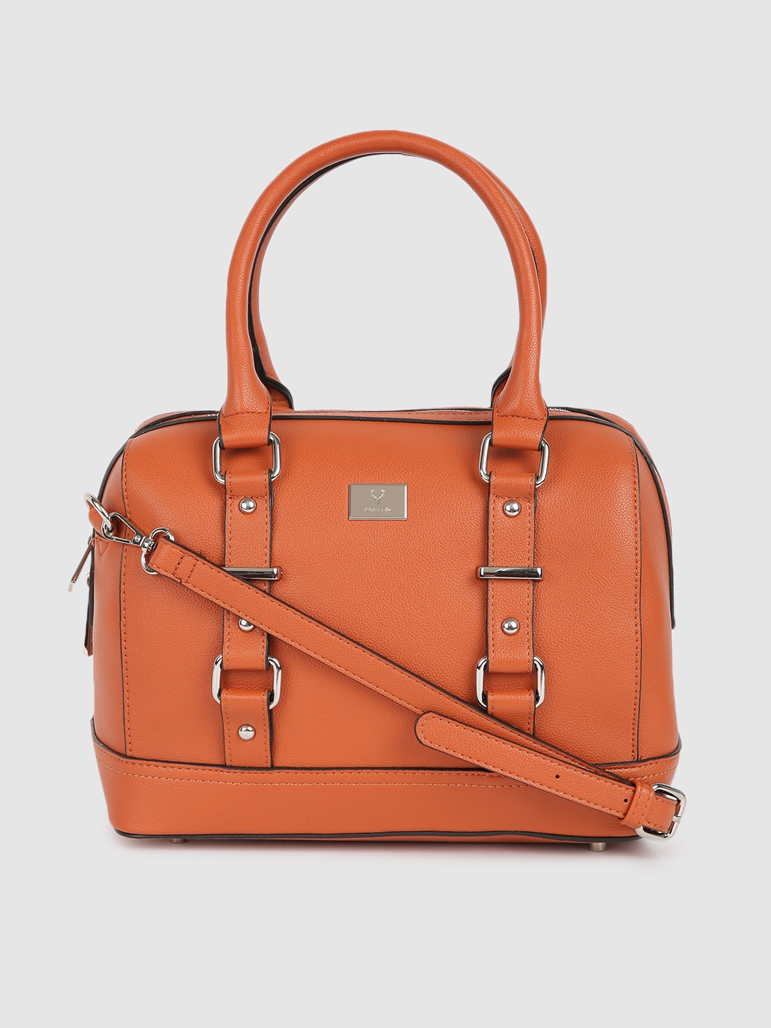 

Allen Solly Rust-Coloured Solid Handheld Bag