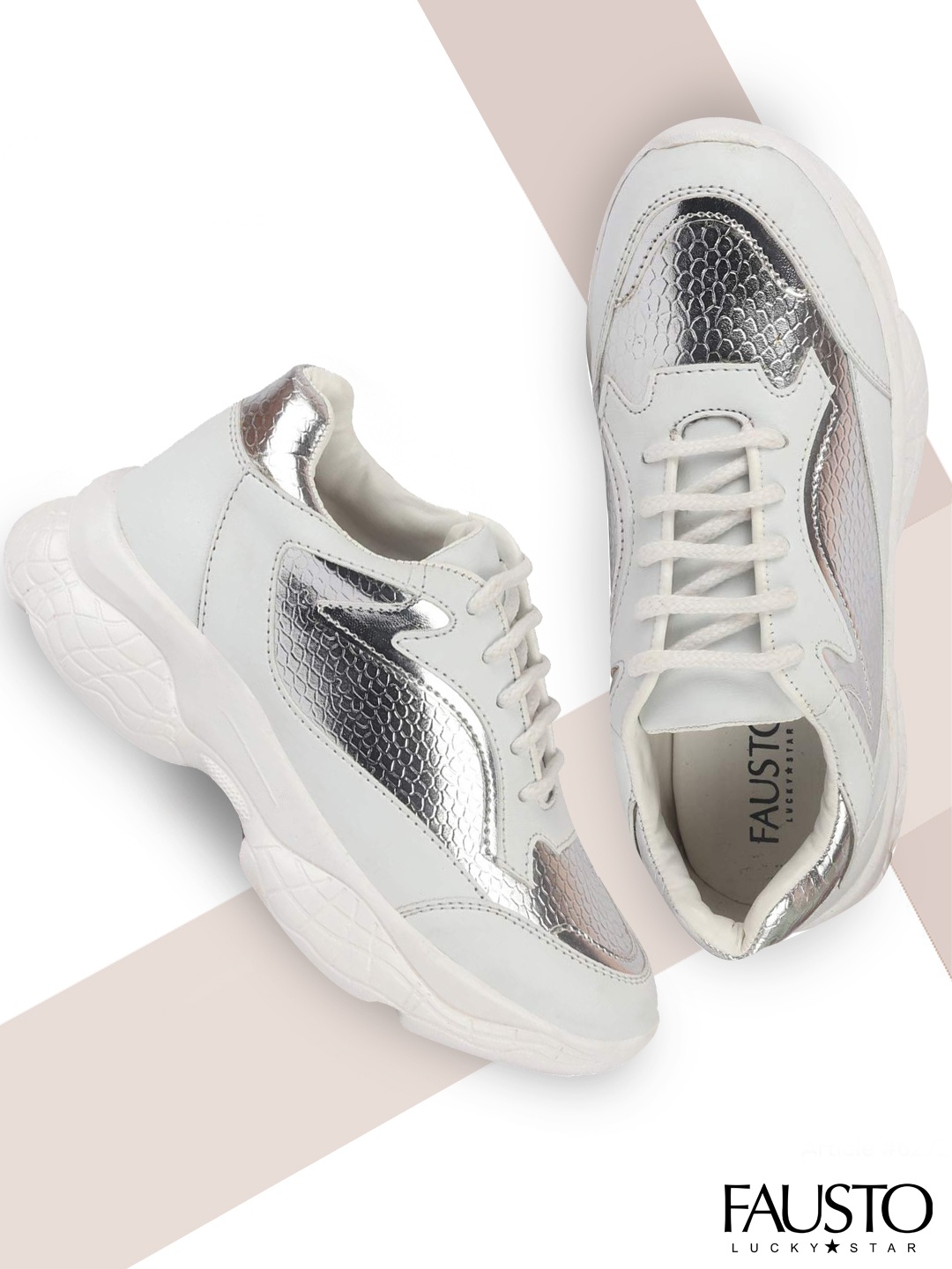 

FAUSTO Women White PU Mid-Top Running Shoes