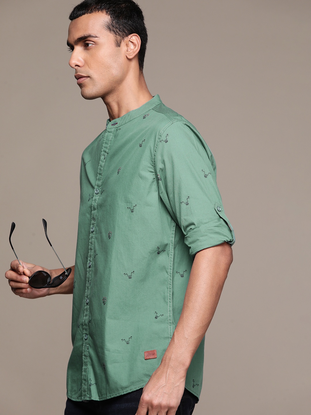 

The Roadster Lifestyle Co. Cotton Printed Casual Shirt, Green