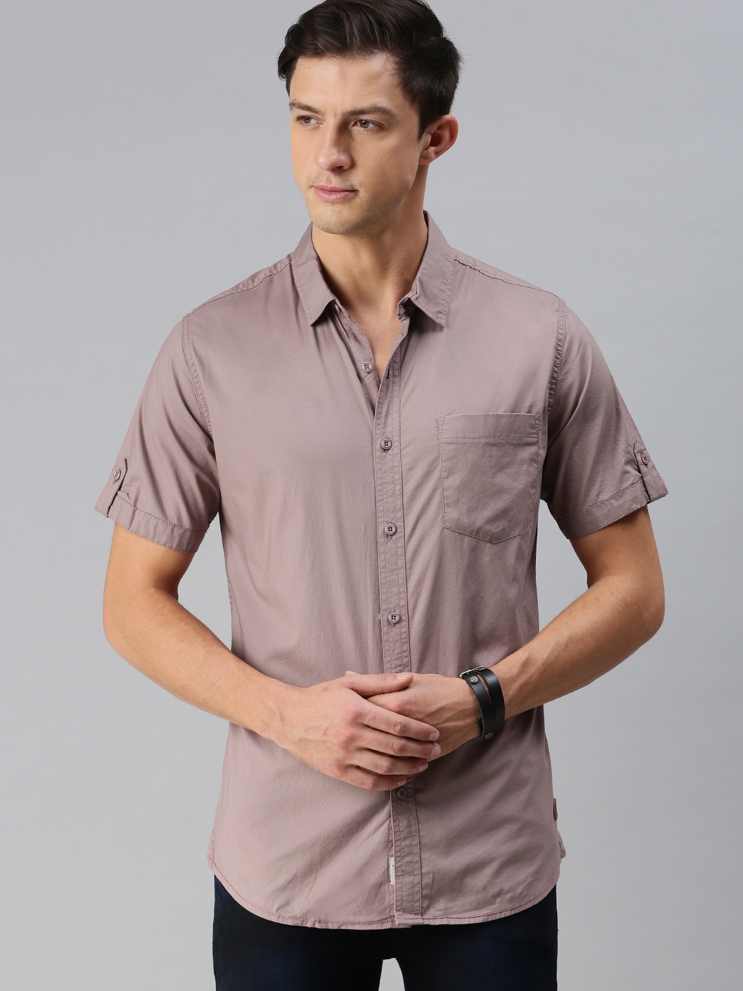 

Roadster Men Mauve Slim Fit Solid Casual Shirt