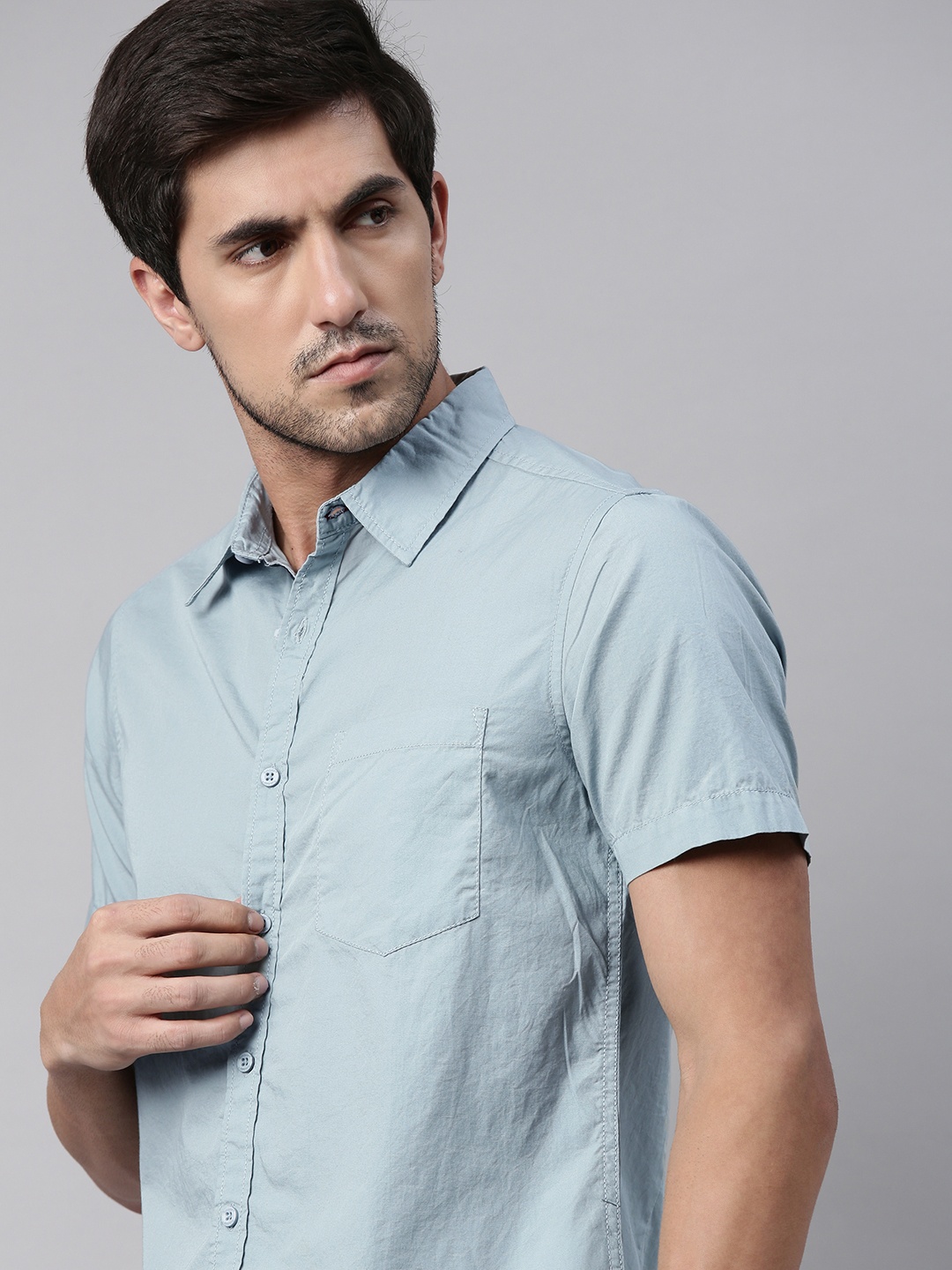 

Roadster Men Blue Regular Fit Solid Sustainable Casual Shirt
