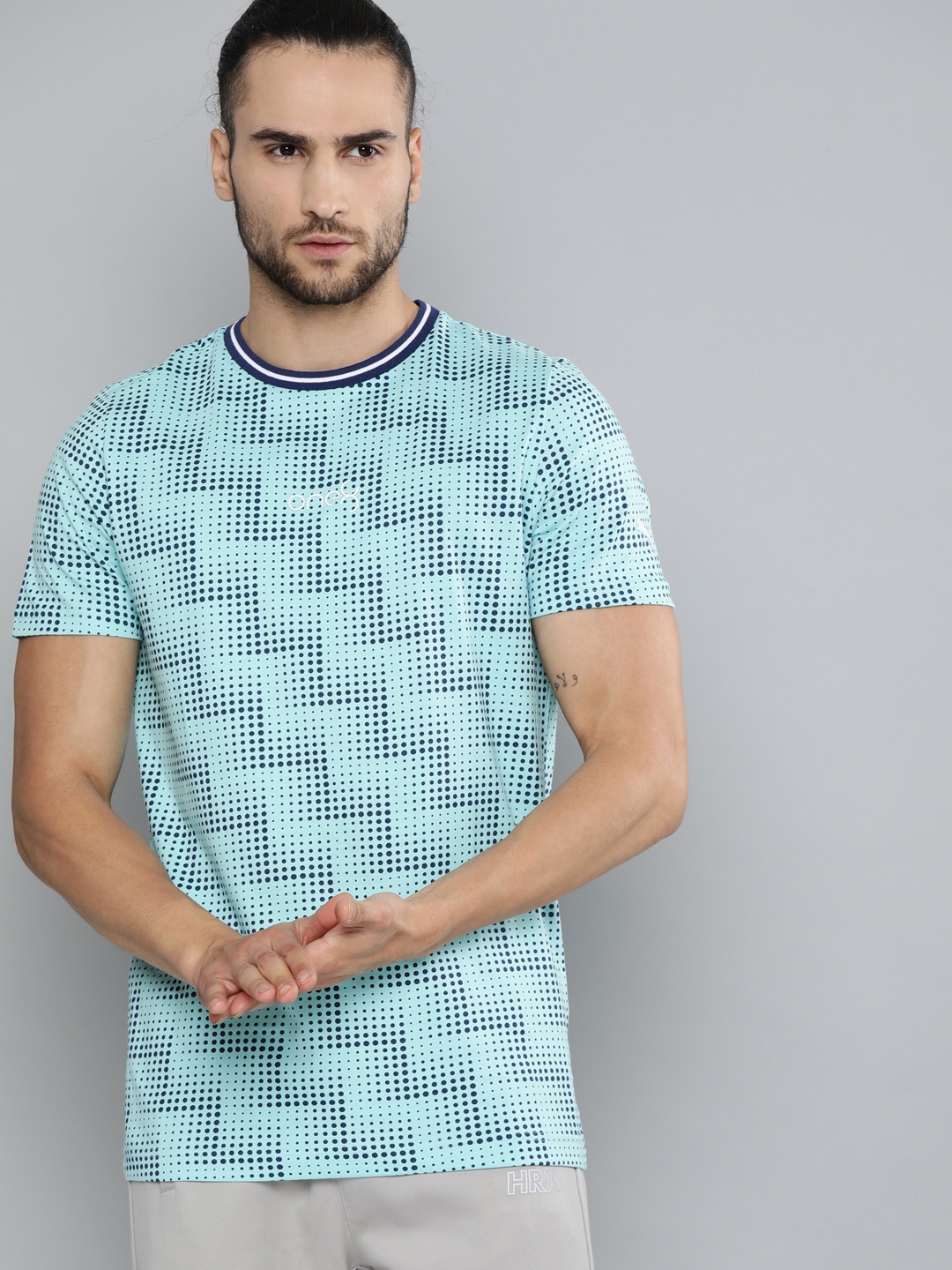 

one8 x PUMA Men Slim Fit Pure Cotton Geometric Printed VK AOP T-shirt, Blue