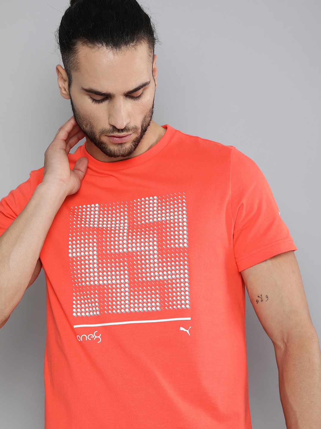 

one8 x PUMA Men VK Graphic Printed Round Neck Pure Cotton Slim Fit T-shirt, Orange