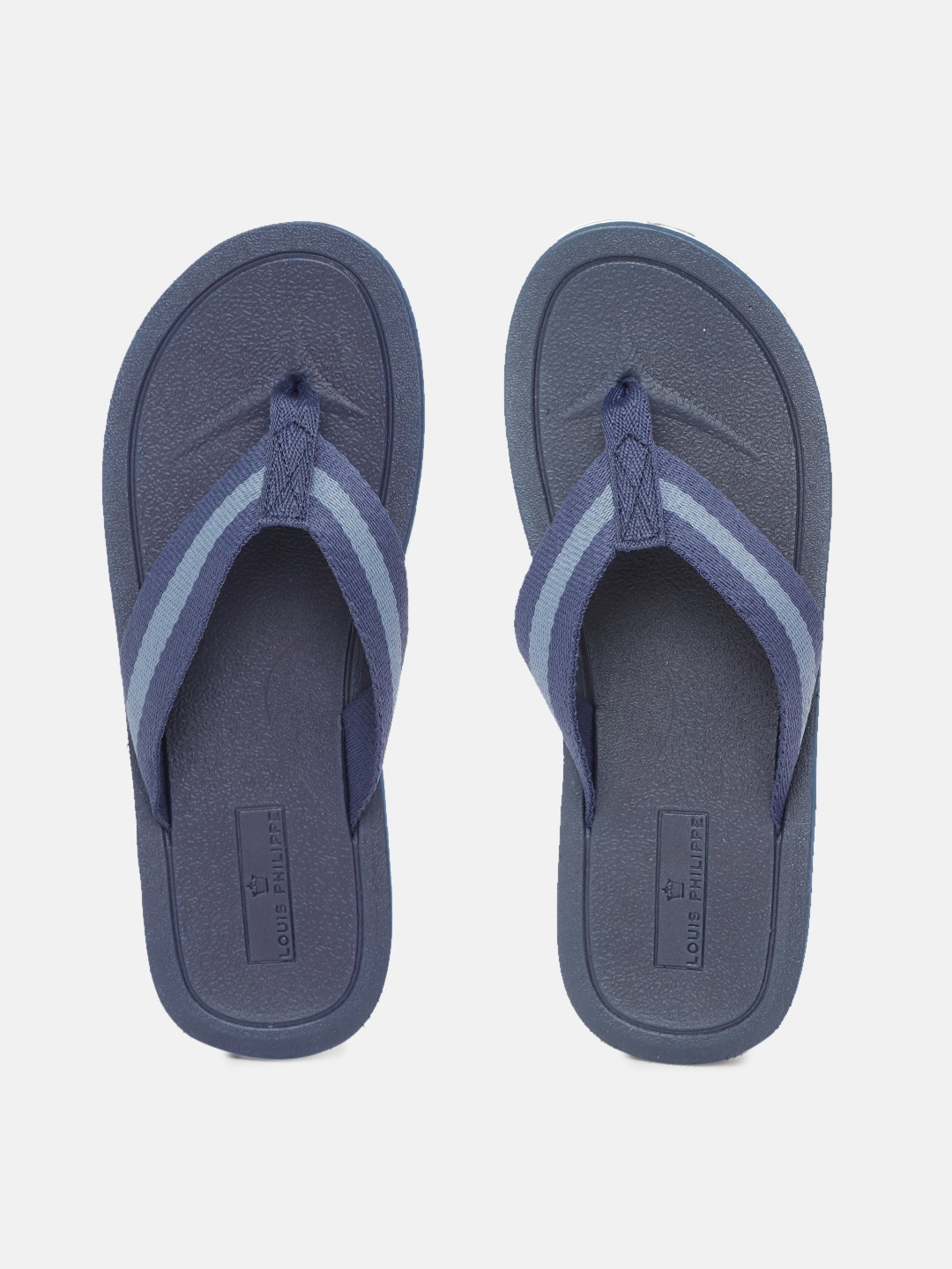 

Louis Philippe Men Navy Blue Striped Thong Flip-Flops