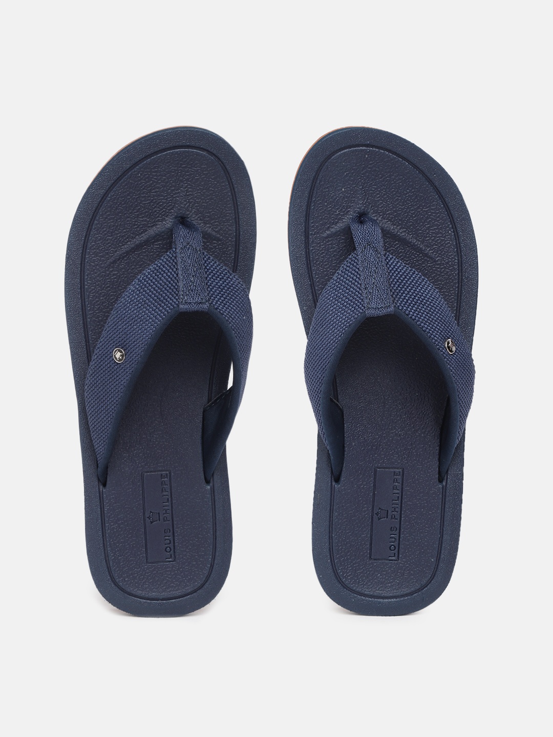 

Louis Philippe Men Navy Blue Solid Knitted Thong Flip-Flops