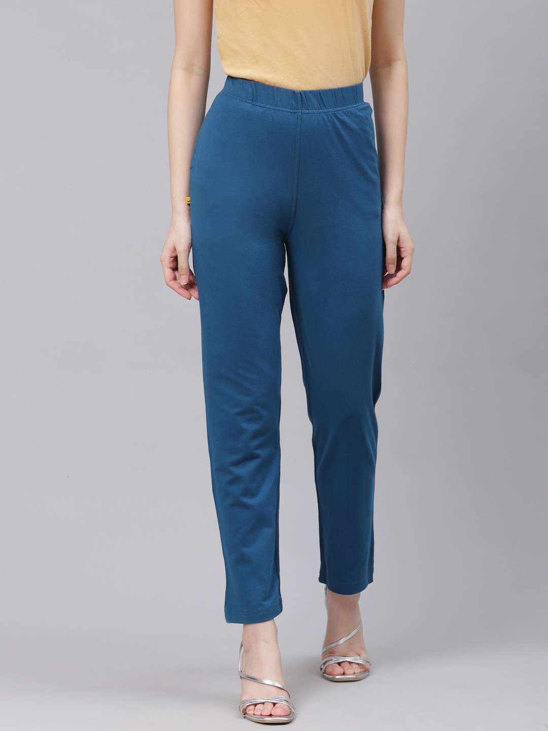 

AURELIA Women Teal Blue Solid Trousers