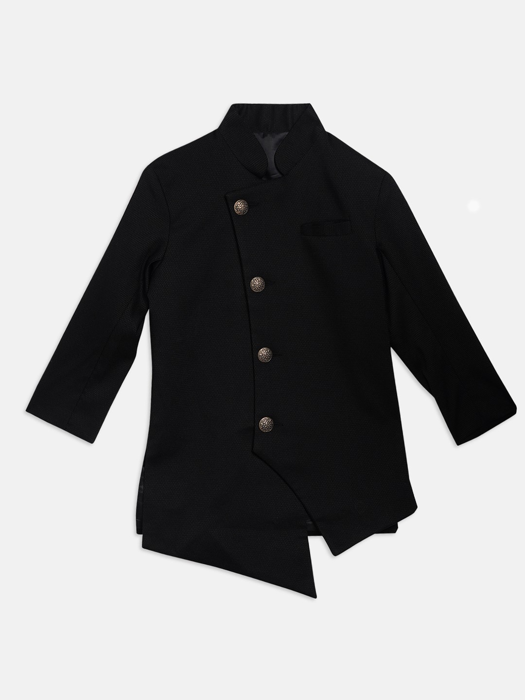 

Blue Giraffe Boys Black Solid Coat with Trousers