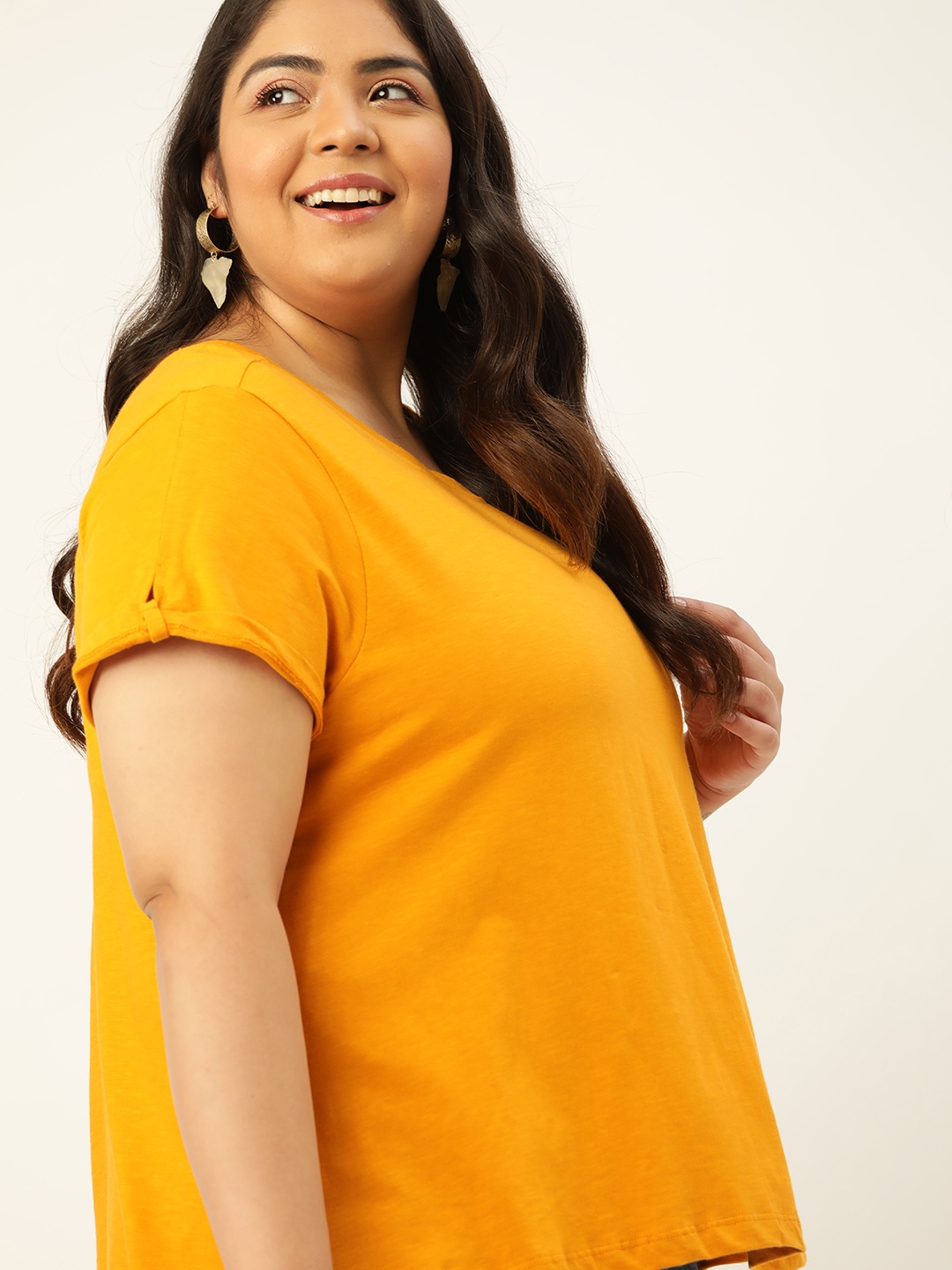 

Sztori Plus Size Mustard Yellow Regular Top