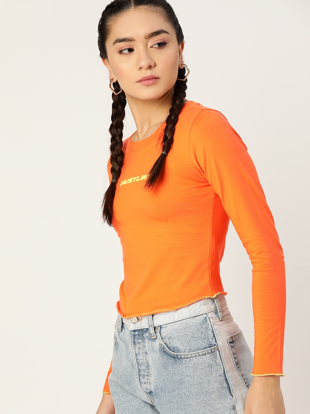 

DressBerry Women Orange Typography Printed T-Shirt
