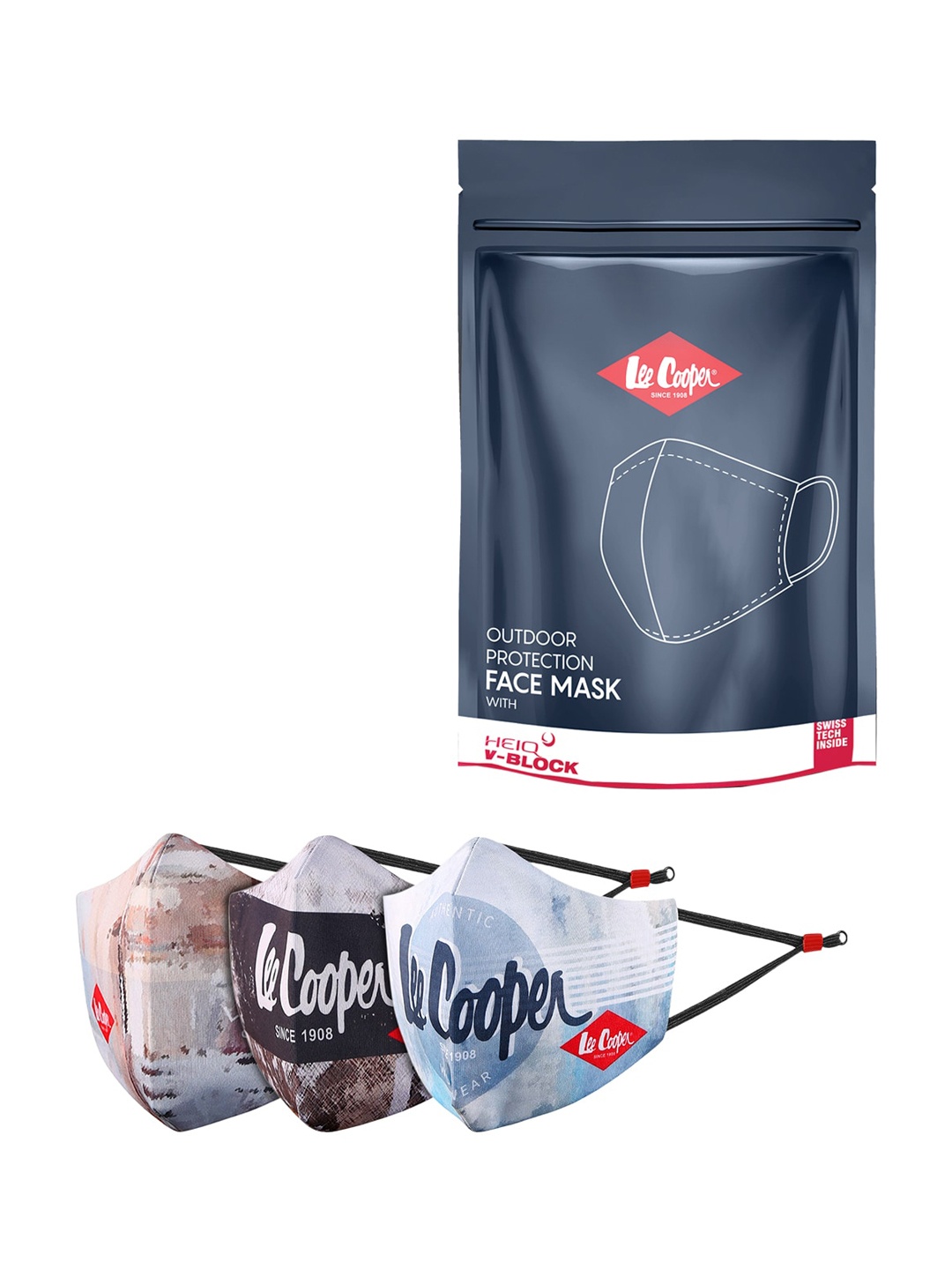 

Lee Cooper Pack Of 3 Printed Reusable 6-Ply Outdoor Protective Face Masks, White