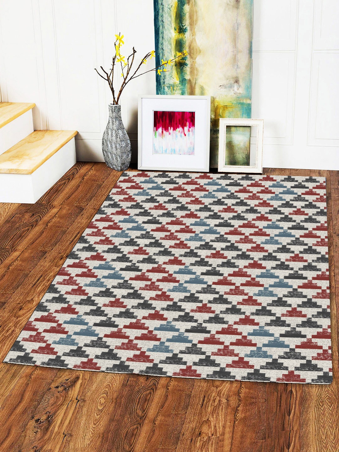 

Status Grey & Maroon Printed Anti-Skid Carpet