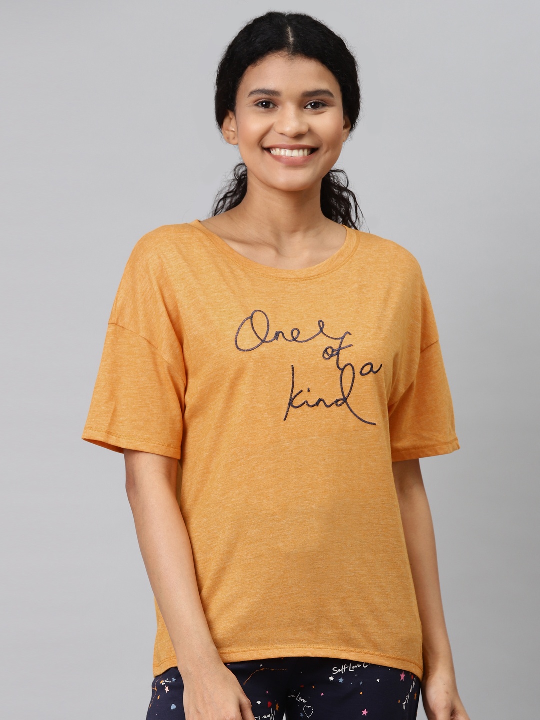 

Marks & Spencer Women Orange Embroidered Round Neck T-shirt