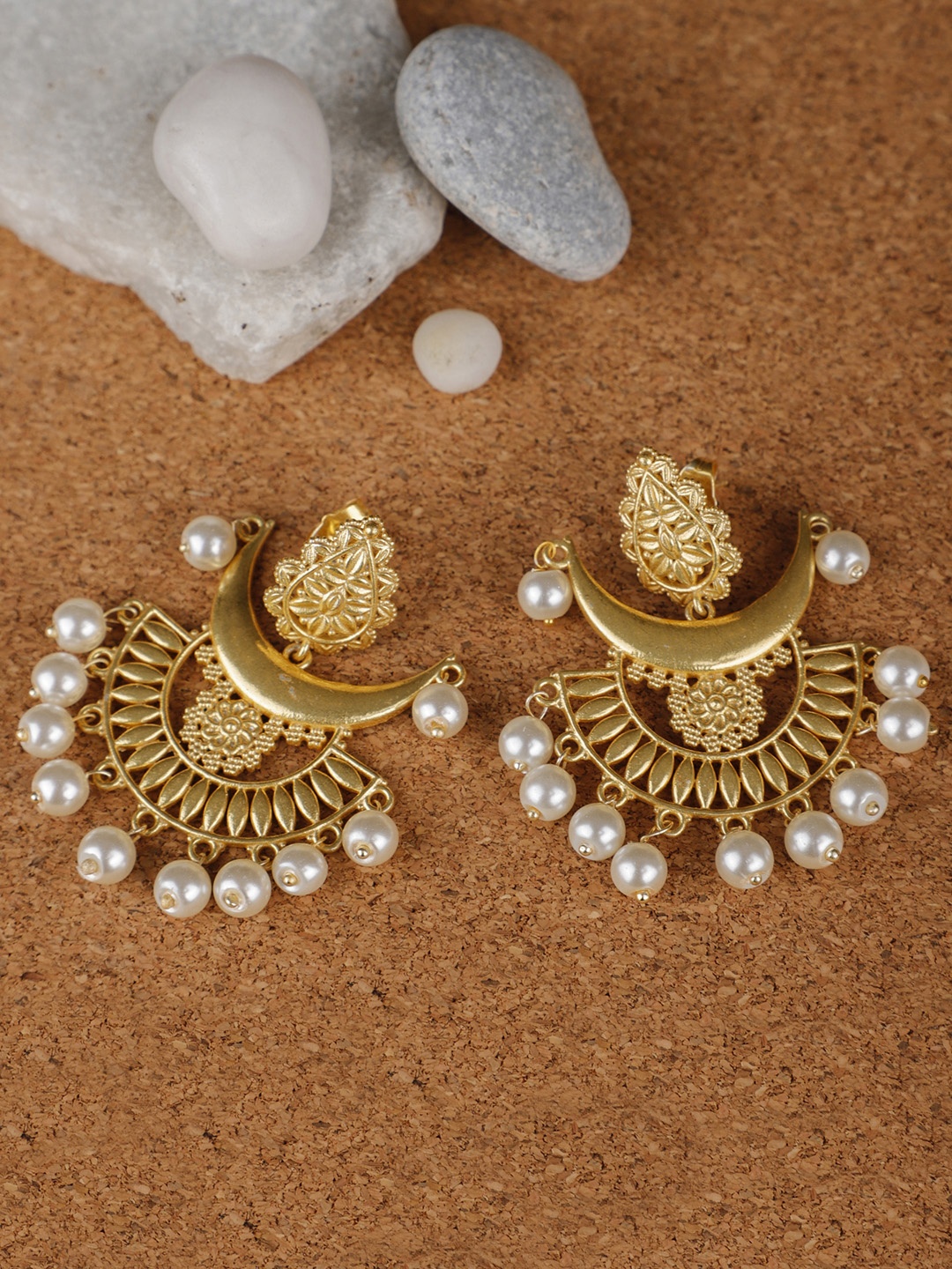 

Queen Be Gold-Toned & White Handcrafted Contemporary Studs