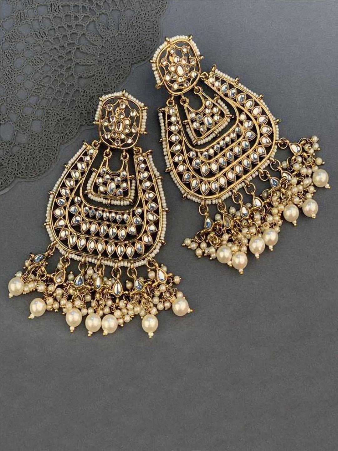 

Queen Be Gold-Toned & Gold-Toned Contemporary Jhumkas