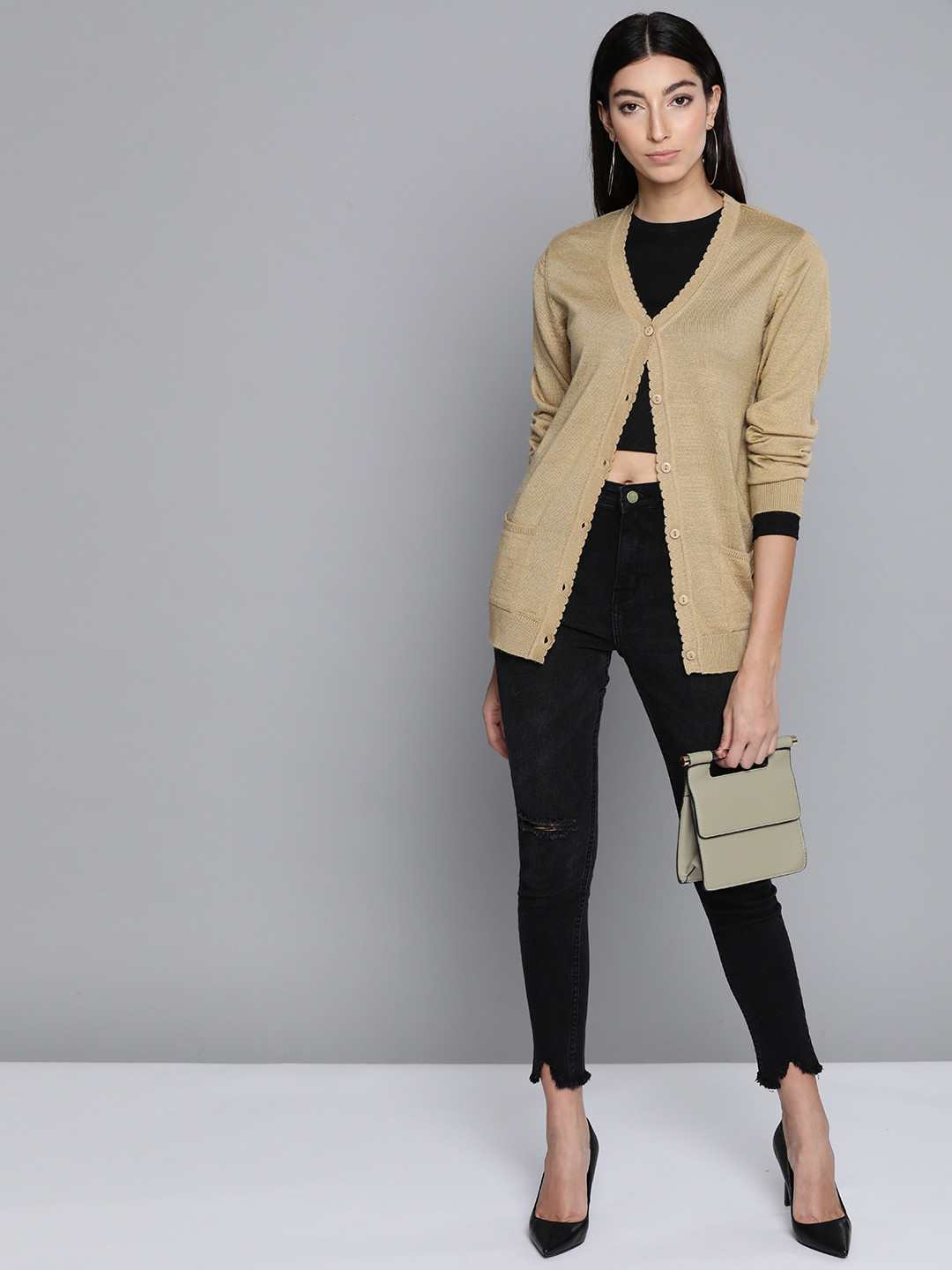 

Pierre Carlo Women Beige Solid Cardigan