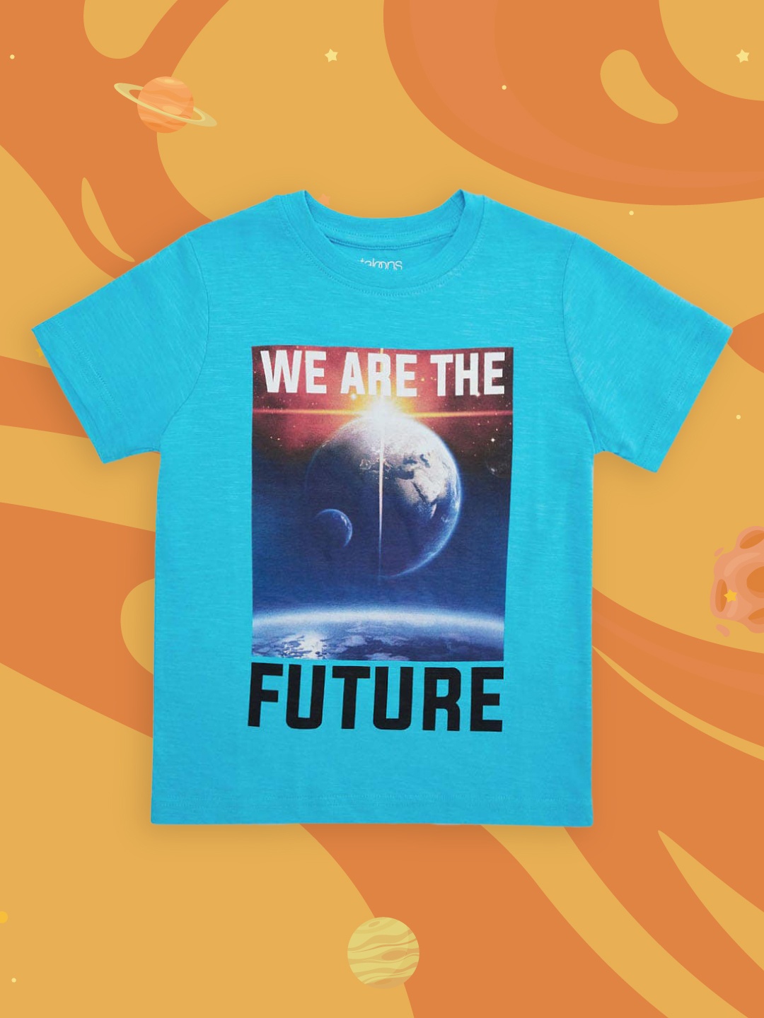 

Pantaloons Junior Boys Blue Printed Round Neck Pure Cotton T-shirt
