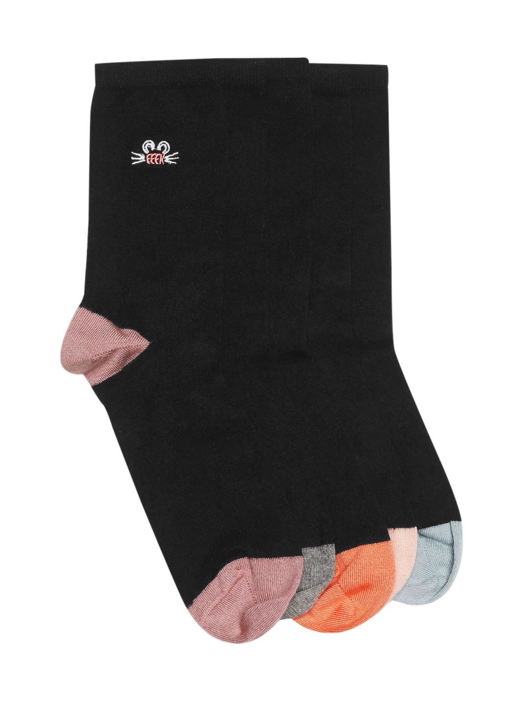 

Marks & Spencer Pack of 5 Colourblocked Above Ankle-Length Socks, Black