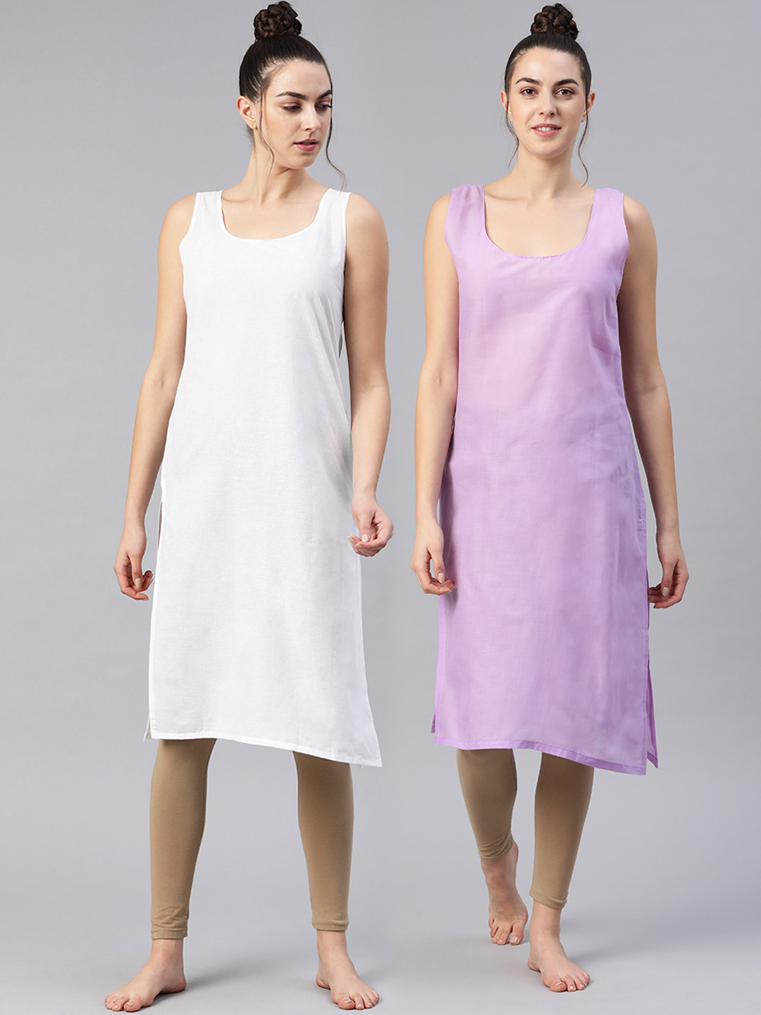 

Saadgi Women Pack of 2 Pure Cotton Solid Slips, Purple