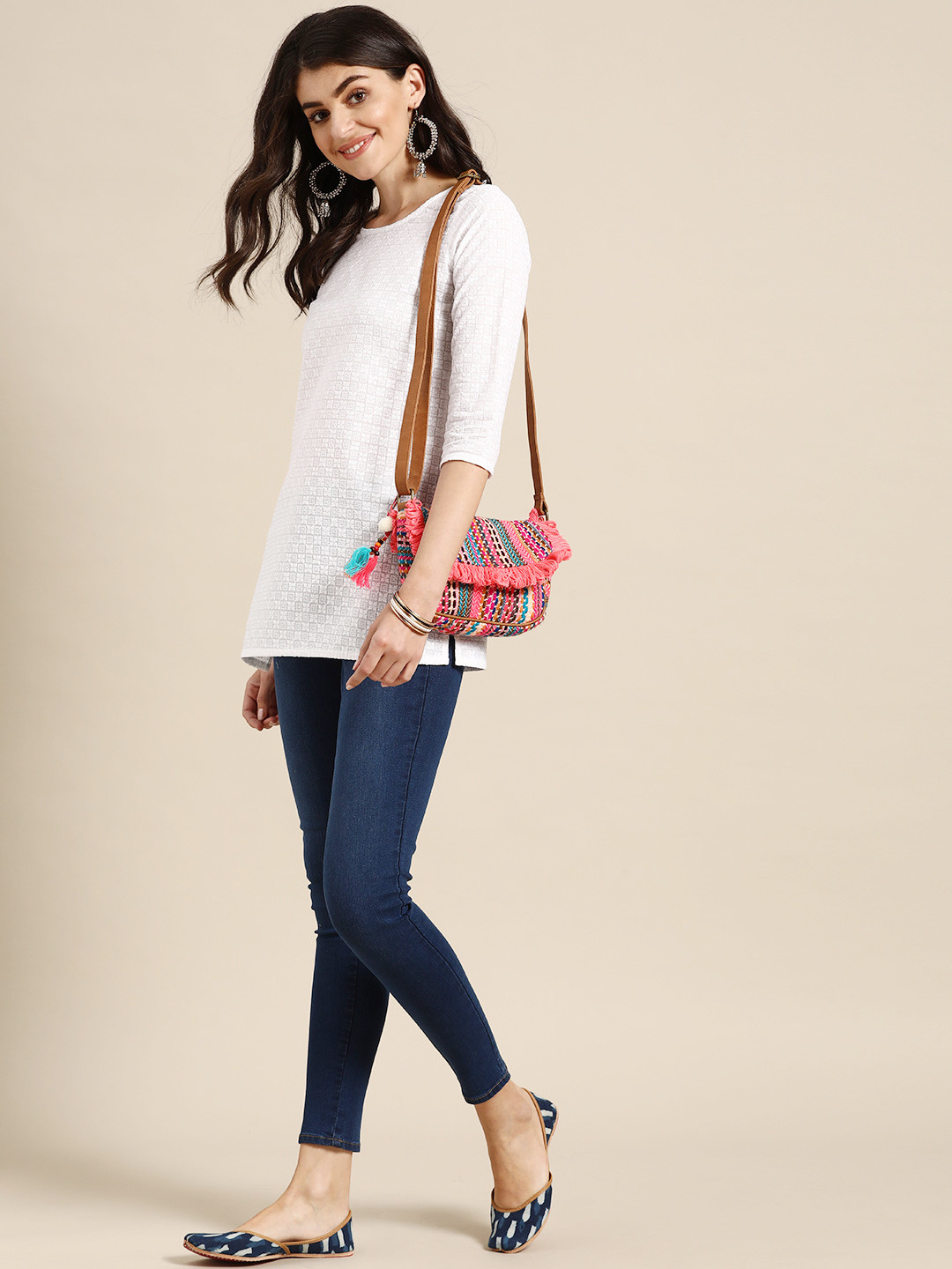 

Prakrti Women White Chikankari Embroidered Pure Cotton Kurti