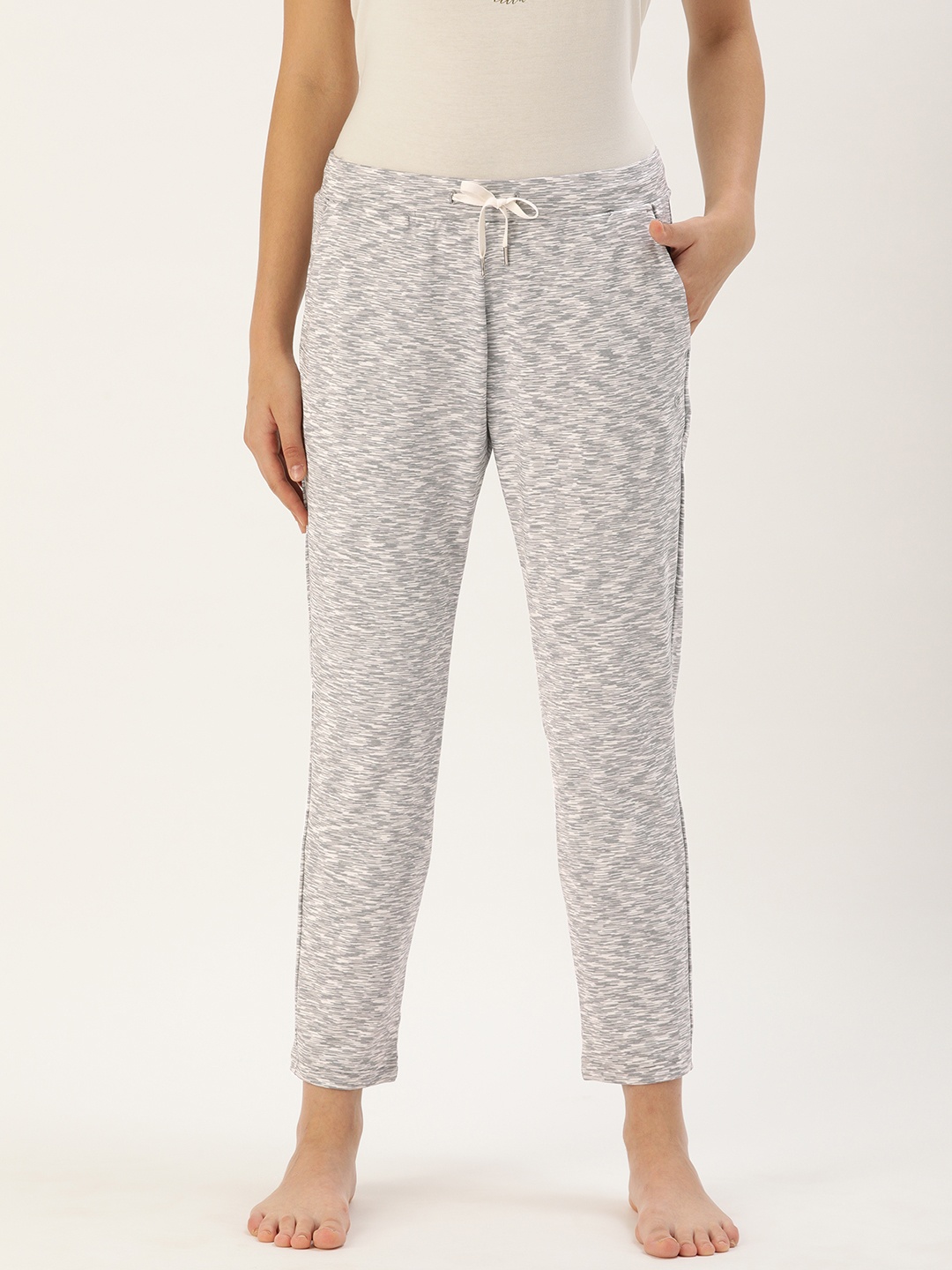 

Enamor Women Ivory Space Relaxed Fit Rapid Dry & Antimicrobial Lounge Pants, Grey melange