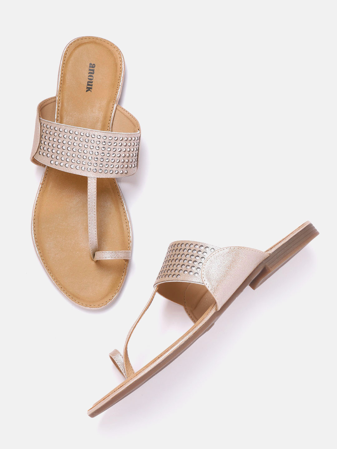 

Anouk Women Rose Gold-Toned Embellished One Toe Flats