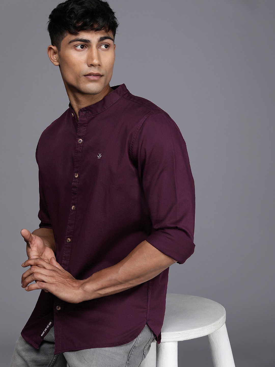 

WROGN Slim Fit Casual Shirt, Burgundy