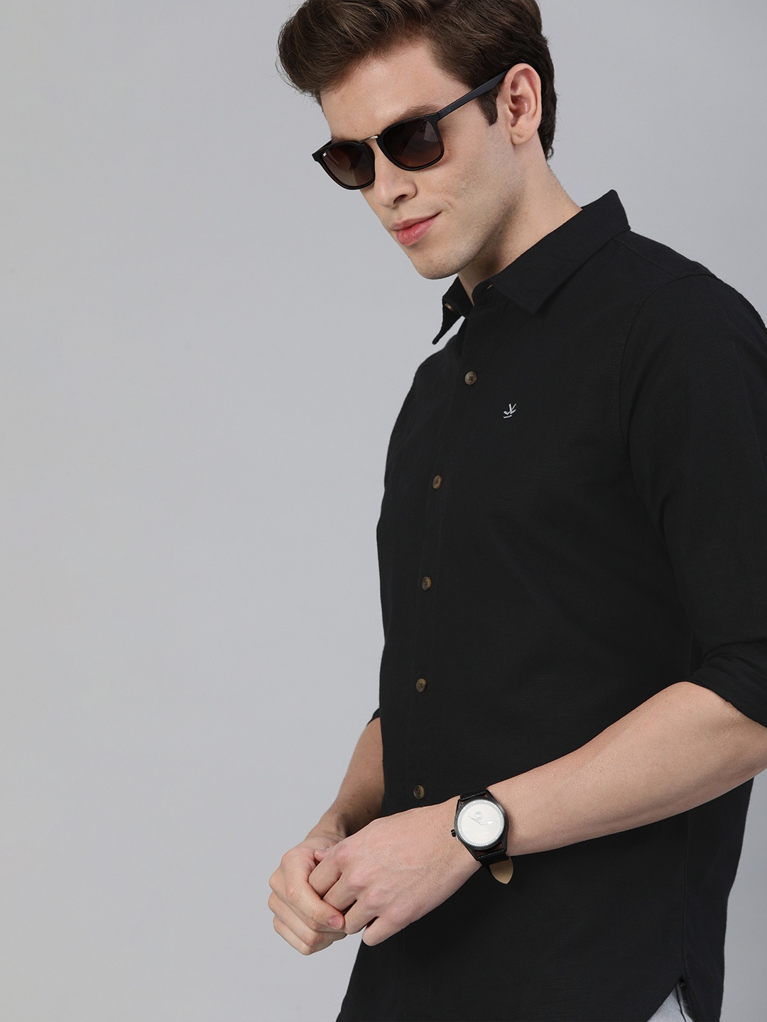 

WROGN Men Black Slim Fit Solid Casual Shirt