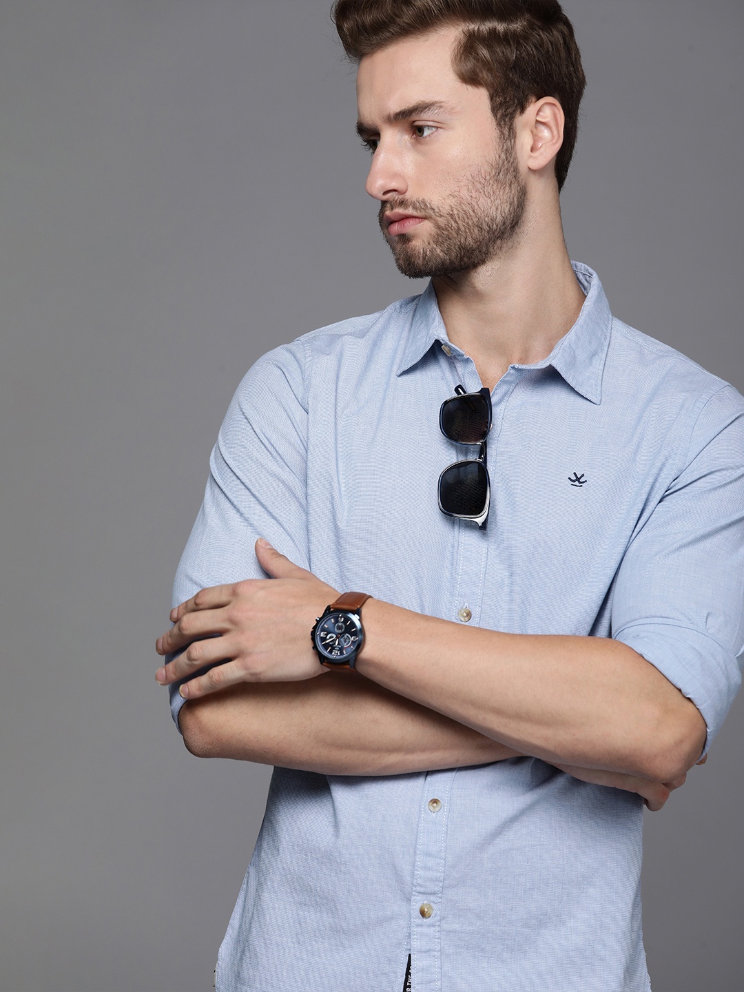 

WROGN Men Blue Slim Fit Casual Shirt