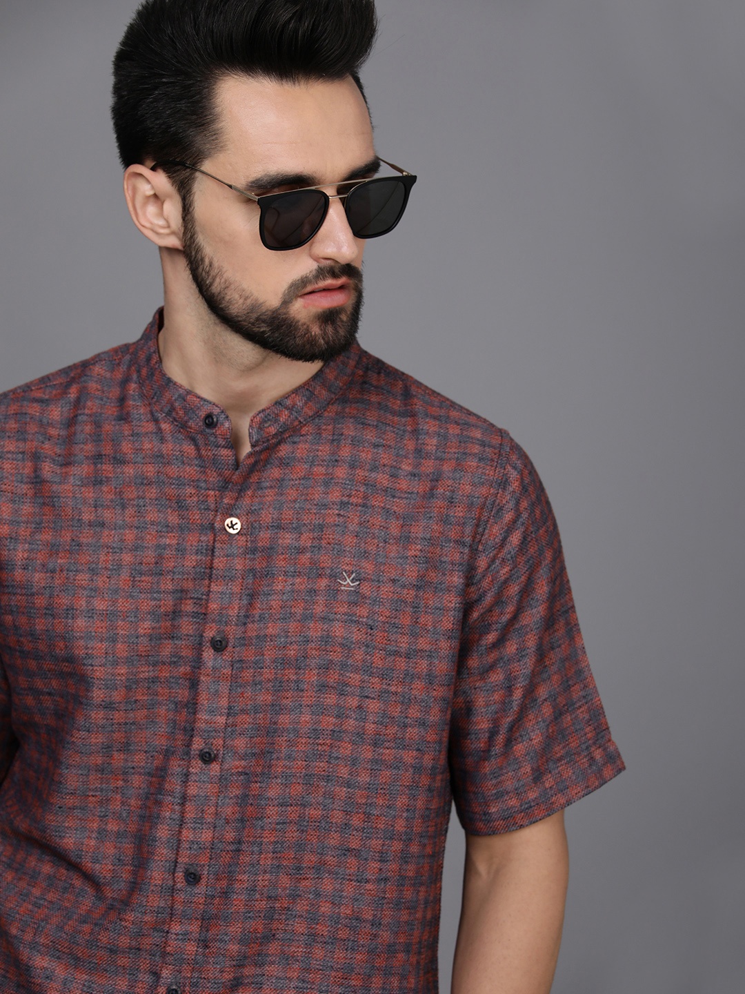 

WROGN Men Red Slim Fit Checked Casual Shirt