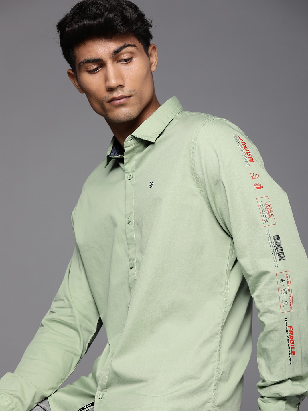 

WROGN Men Green Slim Fit Casual Shirt